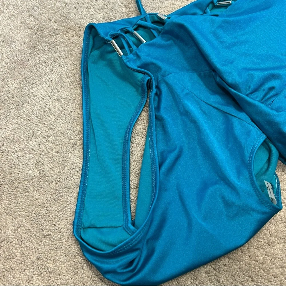 Tinibikini blue Cutout One-Piece Swimsuit Lace-Up Detail Beach Swimwear XL
